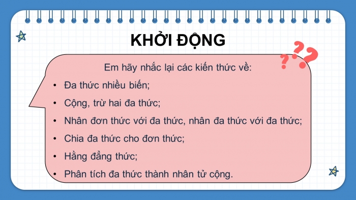 Giáo án PPT dạy thêm Toán 8 cánh diều Bài tập cuối chương I