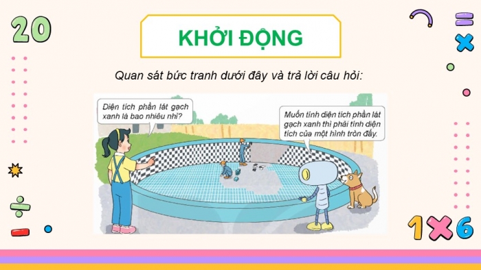 Giáo án điện tử Toán 5 kết nối Bài 27: Đường tròn. Chu vi và diện tích hình tròn (P2)