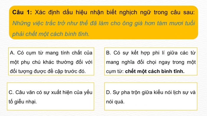 Giáo án điện tử Ngữ văn 12 cánh diều Bài 4: Biện pháp tu từ nghịch ngữ