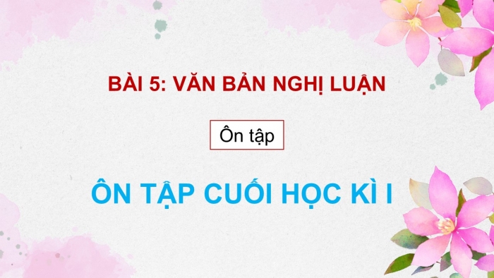 Giáo án điện tử Ngữ văn 12 cánh diều Bài Ôn tập và tự đánh giá cuối học kì I