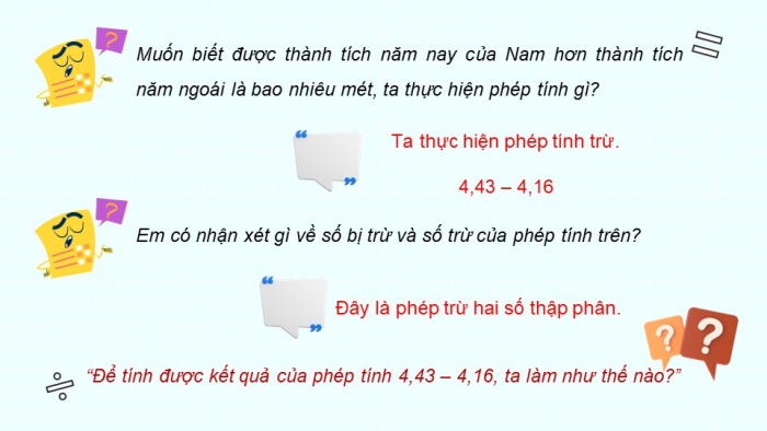 Giáo án điện tử Toán 5 kết nối Bài 20: Phép trừ số thập phân