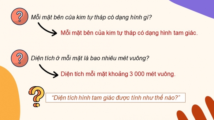 Giáo án điện tử Toán 5 kết nối Bài 25: Hình tam giác. Diện tích hình tam giác (P2)