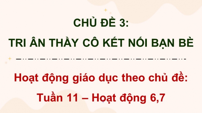 Giáo án điện tử Hoạt động trải nghiệm 5 chân trời bản 1 Chủ đề 3 Tuần 11