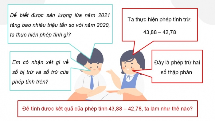 Giáo án điện tử Toán 5 chân trời Bài 29: Trừ hai số thập phân