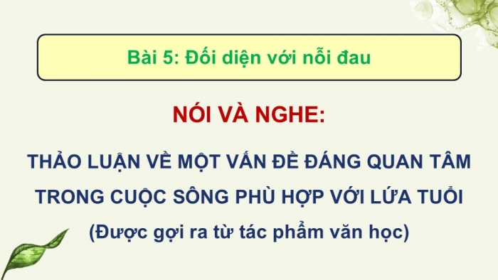 Giáo án điện tử Ngữ văn 9 kết nối Bài 5: Thảo luận về một vấn đề đáng quan tâm trong đời sống phù hợp với lứa tuổi (được gợi ra từ tác phẩm văn học)