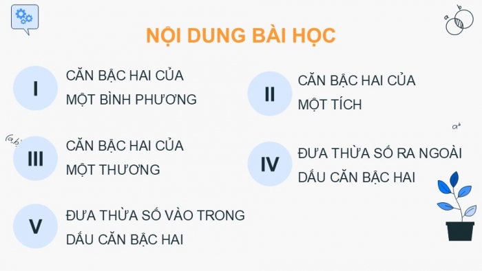 Giáo án điện tử Toán 9 cánh diều Bài 2: Một số phép tính về căn bậc hai của số thực