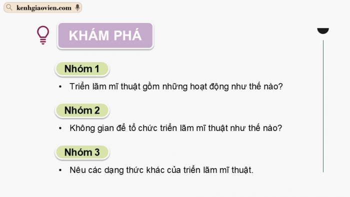 Giáo án điện tử Mĩ thuật 12 Lí luận và Lịch sử mĩ thuật Kết nối Bài 1: Khái quát về hoạt động triển lãm mĩ thuật