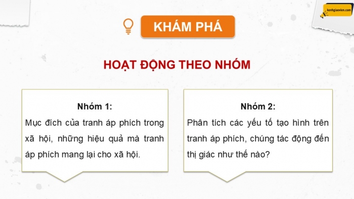 Giáo án điện tử Mĩ thuật 12 Thiết kế đồ hoạ Kết nối Bài 1: Khái quát về tranh áp phích