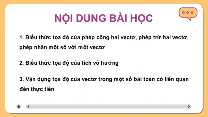 Giáo án điện tử Toán 12 kết nối Bài 8: Biểu thức tọa độ của các phép toán vectơ