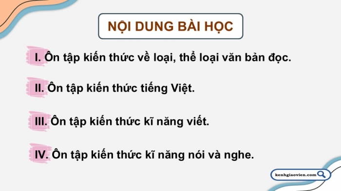 Giáo án điện tử Ngữ văn 9 kết nối Bài Ôn tập học kì I