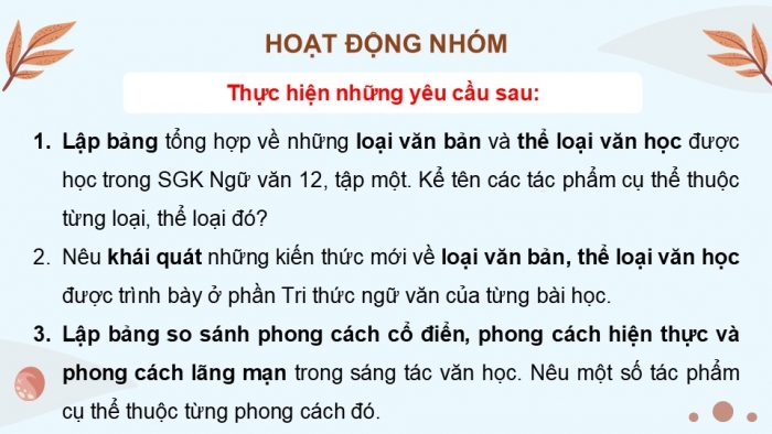 Giáo án điện tử Ngữ văn 12 kết nối Bài Ôn tập học kì I