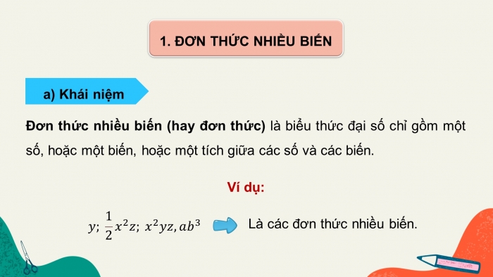 Giáo án PPT dạy thêm Toán 8 cánh diều Bài 1: Đơn thức nhiều biến. Đa thức nhiều biến