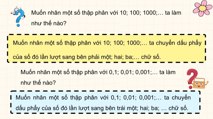 Giáo án PPT dạy thêm Toán 5 Kết nối bài 23: Nhân, chia số thập phân với 10; 100; 1000;... hoặc với 0,1; 0,01; 0,001;...