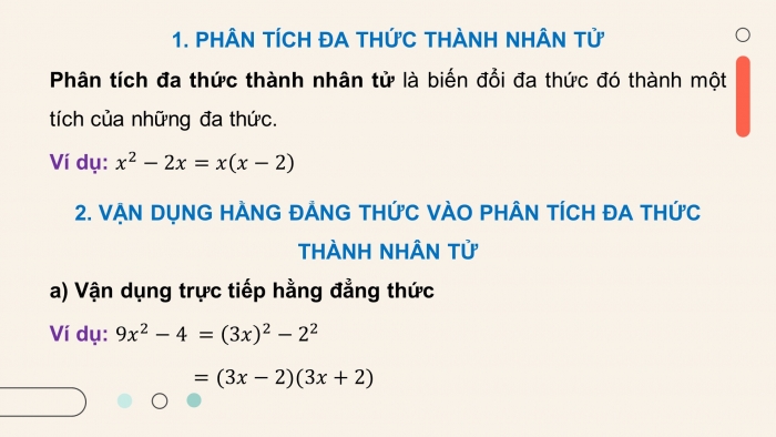 Giáo án PPT dạy thêm Toán 8 cánh diều Bài 4: Vận dụng hằng đẳng thức vào phân tích đa thức thành nhân tử