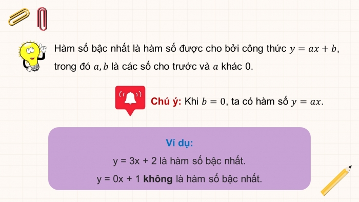 Giáo án PPT dạy thêm Toán 8 cánh diều Bài 3: Hàm số bậc nhất y = ax + b (a ≠ 0)