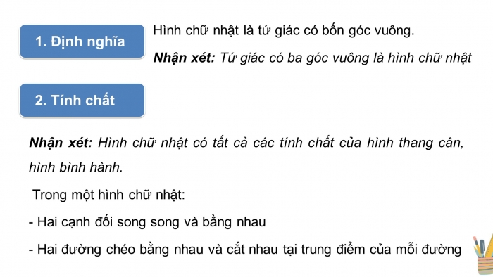 Giáo án PPT dạy thêm Toán 8 cánh diều Bài 5: Hình chữ nhật