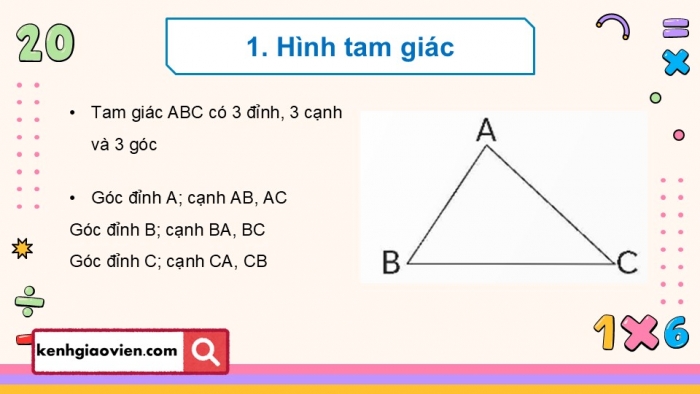 Giáo án điện tử Toán 5 chân trời Bài 43: Hình tam giác