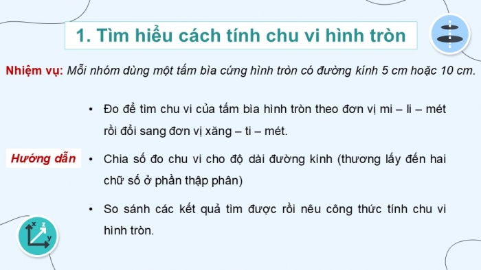 Giáo án điện tử Toán 5 chân trời Bài 48: Chu vi hình tròn