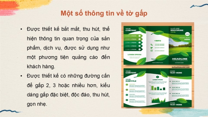 Giáo án điện tử Mĩ thuật 9 chân trời bản 1 Bài 8: Thiết kế tờ gấp