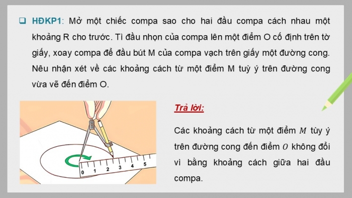 Giáo án điện tử Toán 9 chân trời Bài 1: Đường tròn