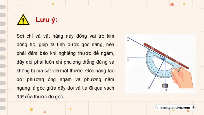 Giáo án điện tử Toán 9 chân trời Hoạt động thực hành và trải nghiệm 1: Làm giác kế đo góc nâng đơn giản