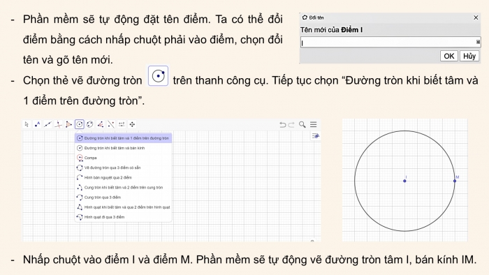 Giáo án điện tử Toán 9 chân trời Hoạt động thực hành và trải nghiệm 2: Vẽ đường tròn bằng phần mềm GeoGebra