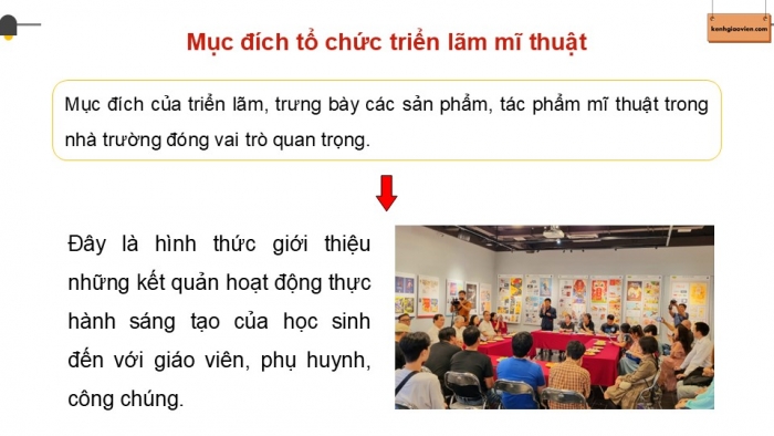 Giáo án điện tử Mĩ thuật 12 Lí luận và Lịch sử mĩ thuật Kết nối Bài 2: Tổ chức hoạt động triển lãm mĩ thuật trong nhà trường