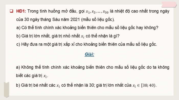 Giáo án điện tử Toán 12 kết nối Bài 9: Khoảng biến thiên và khoảng tứ phân vị