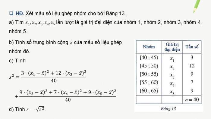 Giáo án điện tử Toán 12 cánh diều Bài 2: Phương sai, độ lệch chuẩn của mẫu số liệu ghép nhóm