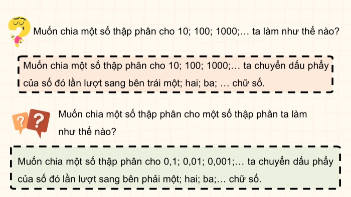 Giáo án PPT dạy thêm Toán 5 Kết nối bài 23: Nhân, chia số thập phân với 10; 100; 1000;... hoặc với 0,1; 0,01; 0,001;...