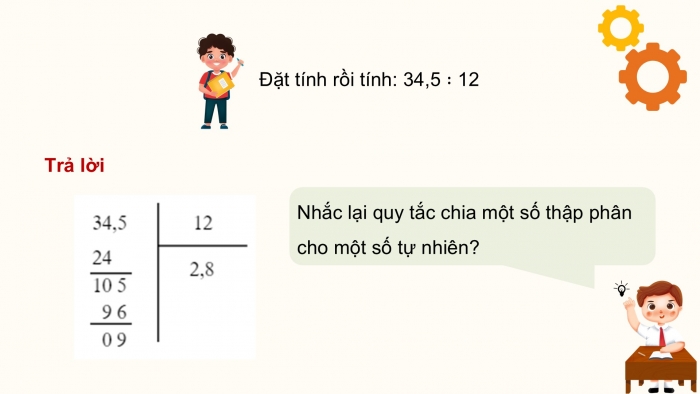 Giáo án PPT dạy thêm Toán 5 Cánh diều bài 33: Chia một số thập phân cho một số tự nhiên