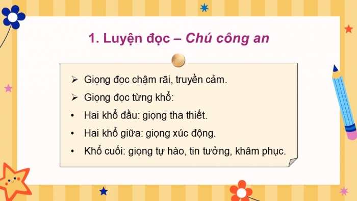 Giáo án PPT dạy thêm Tiếng Việt 5 cánh diều Bài 9: Chú công an, Kết từ (tiếp theo), Viết đoạn văn nêu ý kiến về một hiện tượng xã hội (Ôn tập)