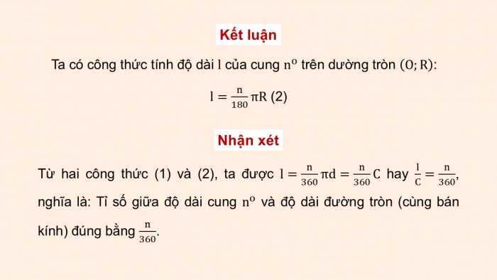 Giáo án điện tử Toán 9 kết nối Bài 15: Độ dài của cung tròn. Diện tích hình quạt tròn và hình vành khuyên