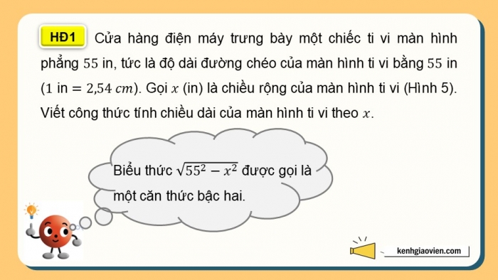 Giáo án điện tử Toán 9 cánh diều Bài 3: Căn thức bậc hai và căn thức bậc ba của biểu thức đại số