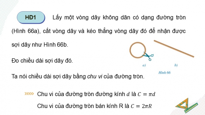 Giáo án điện tử Toán 9 cánh diều Bài 5: Độ dài cung tròn, diện tích hình quạt tròn, diện tích hình vành khuyên