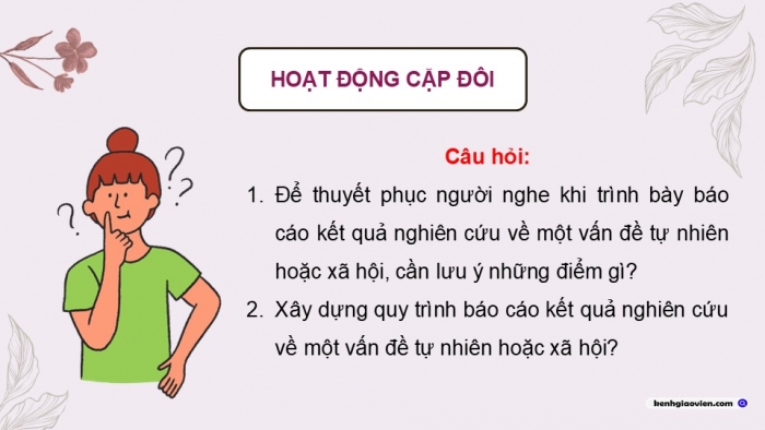 Giáo án điện tử Ngữ văn 12 kết nối Bài 5: Trình bày báo cáo kết quả nghiên cứu về một vấn đề tự nhiên hoặc xã hội