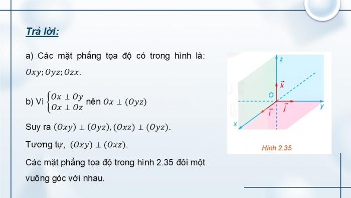 Giáo án điện tử Toán 12 kết nối Bài 7: Hệ trục toạ độ trong không gian