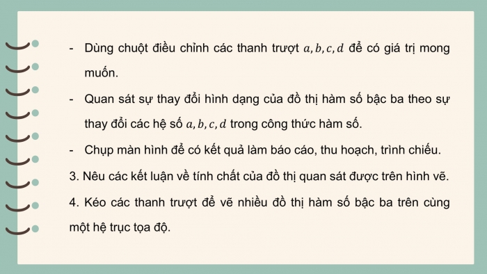 Giáo án điện tử Toán 12 chân trời Hoạt động thực hành và trải nghiệm Bài 1: Vẽ đồ thị hàm số bằng phần mềm Geogebra