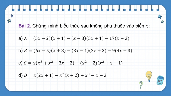 Giáo án PPT dạy thêm Toán 8 cánh diều Bài tập cuối chương I