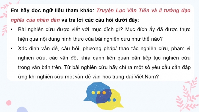 Giáo án điện tử chuyên đề Ngữ văn 11 chân trời CĐ 1 Phần 1: Tìm hiểu yêu cầu và cách thức nghiên cứu một vấn đề văn học trung đại Việt Nam