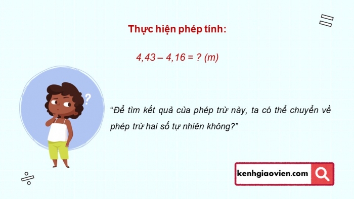 Giáo án điện tử Toán 5 kết nối Bài 20: Phép trừ số thập phân