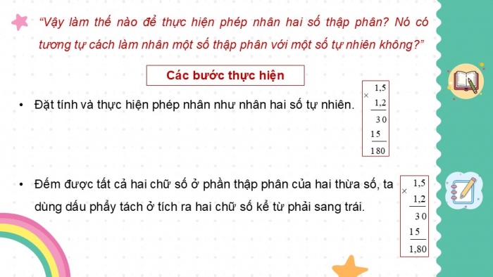 Giáo án điện tử Toán 5 chân trời Bài 32: Nhân hai số thập phân