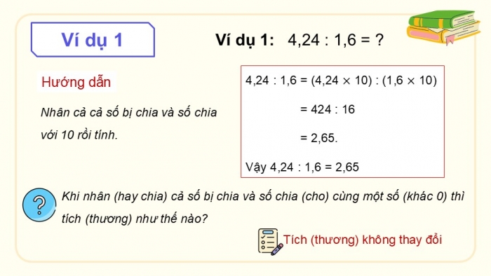 Giáo án điện tử Toán 5 chân trời Bài 40: Chia một số thập phân cho một số thập phân