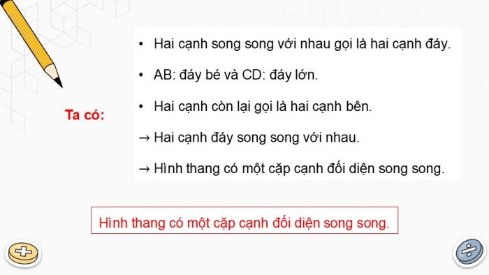 Giáo án điện tử Toán 5 chân trời Bài 45: Hình thang