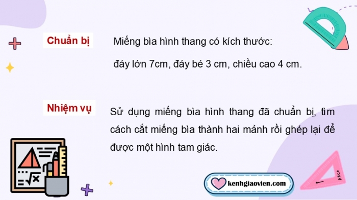 Giáo án điện tử Toán 5 chân trời Bài 46: Diện tích hình thang