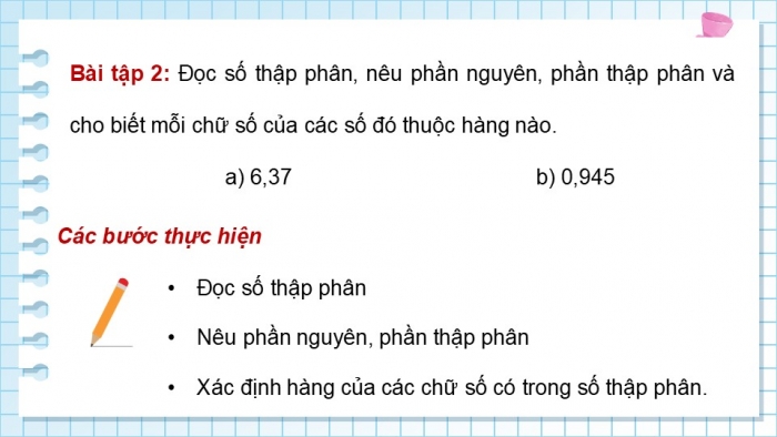 Giáo án điện tử Toán 5 chân trời Bài 52: Ôn tập số thập phân