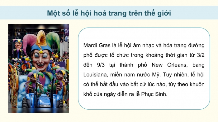 Giáo án điện tử Mĩ thuật 5 cánh diều Bài 8: Lễ hội hoá trang