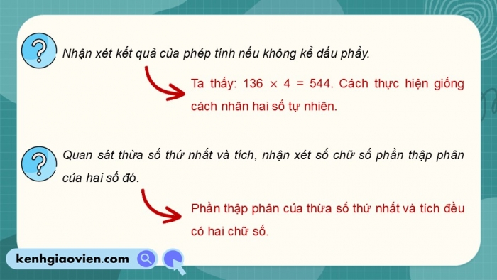 Giáo án điện tử Toán 5 cánh diều Bài 29: Nhân một số thập phân với một số tự nhiên