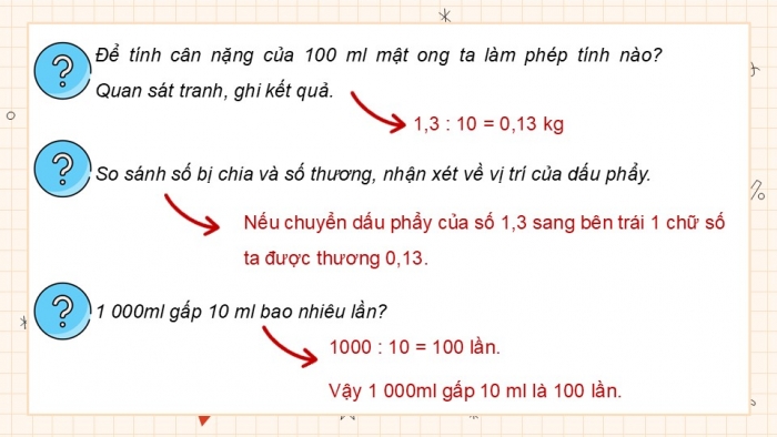 Giáo án điện tử Toán 5 cánh diều Bài 32: Chia một số thập phân cho 10, 100, 1000,...