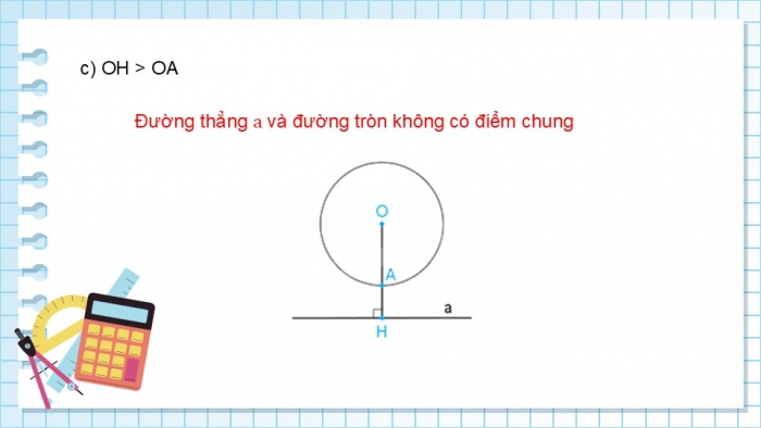 Giáo án điện tử Toán 9 kết nối Bài 16: Vị trí tương đối của đường thẳng và đường tròn